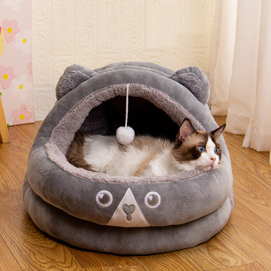 Cozy Nook Cave Beds for Dog Cat Self-Heating Semi-Closed Tent Foldable