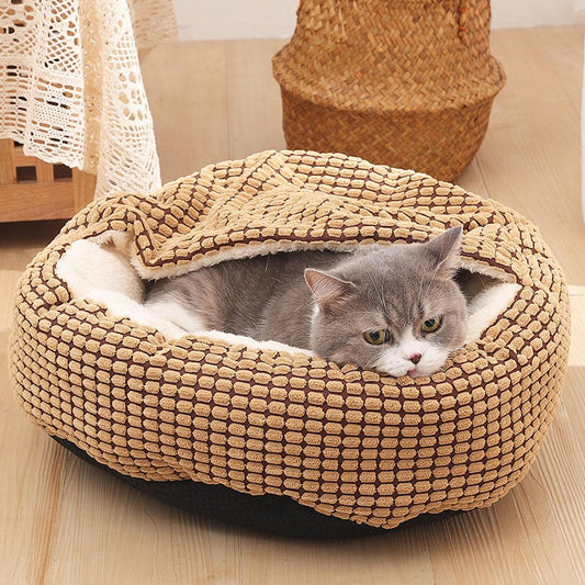 Donuts Cozy Cave Nest Calming Pet Cat Dog Bed Deep Sleep S To XL-Large