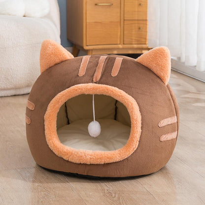 Cozy Nook Cave Bed For Dog Cat With Self Heating Warm Semi-Enclosed