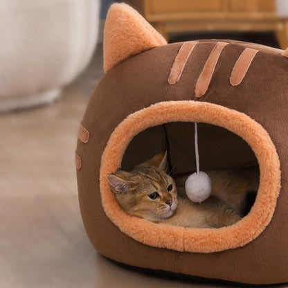 Cozy Nook Cave Bed For Dog Cat With Self Heating Warm Semi-Enclosed