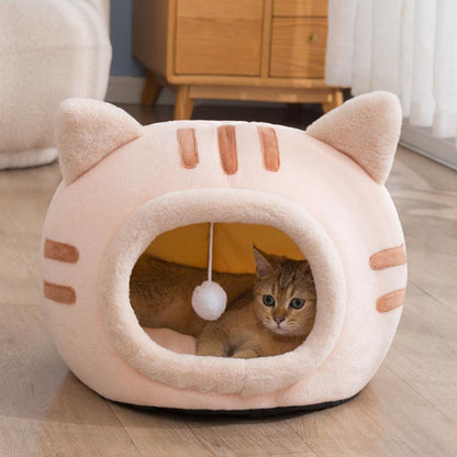 Cozy Nook Cave Bed For Dog Cat With Self Heating Warm Semi-Enclosed