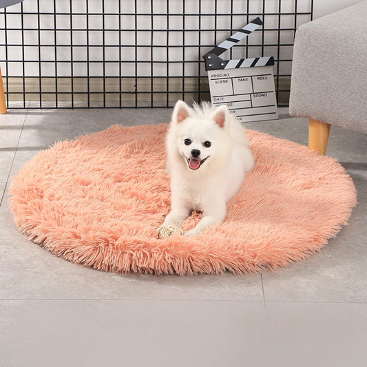 Super Soft Handmade Imitation Fur Round Fluffy Pet Dog Mat