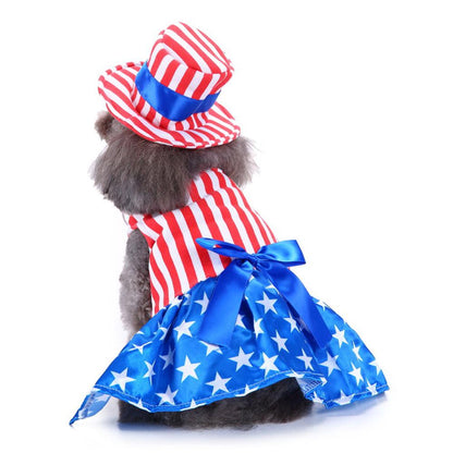 Funny Dog Cat Skeleton Wizard American Flag Costume Cosplay Dress Pets