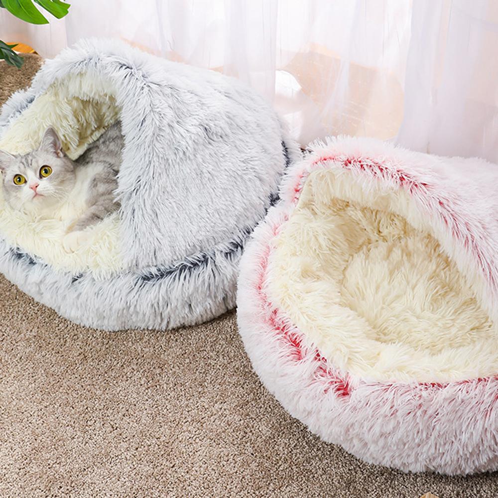 Cozy nook Cave Beds for Dogs cat Nesting bed Heating warm Winter