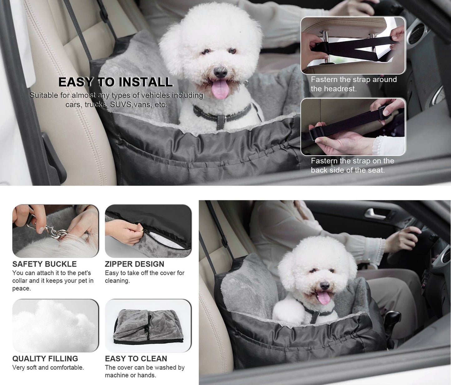 Pet Carrier Dog Cat Travel Bed Car Seat For Small to X-Large Size