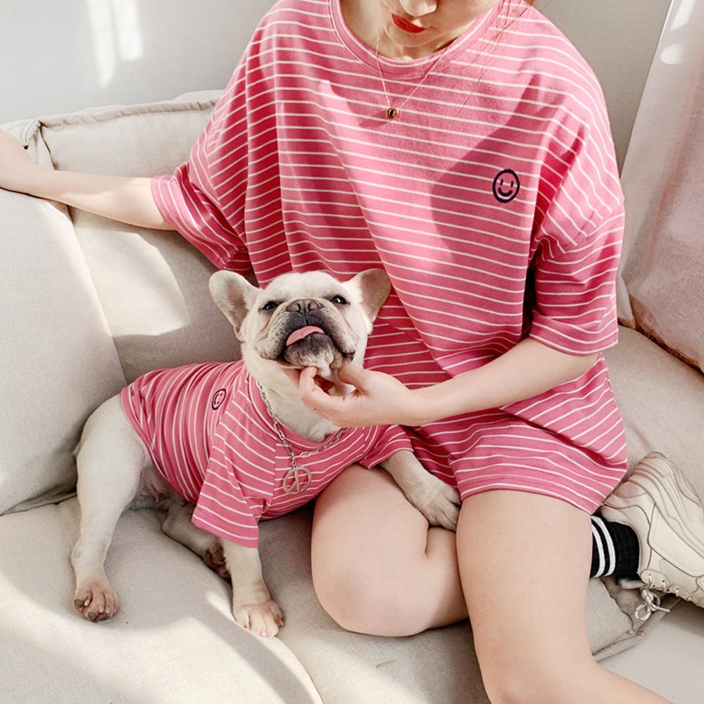 Matching Dog and Owner Clothes Striped T-Shirt Summer