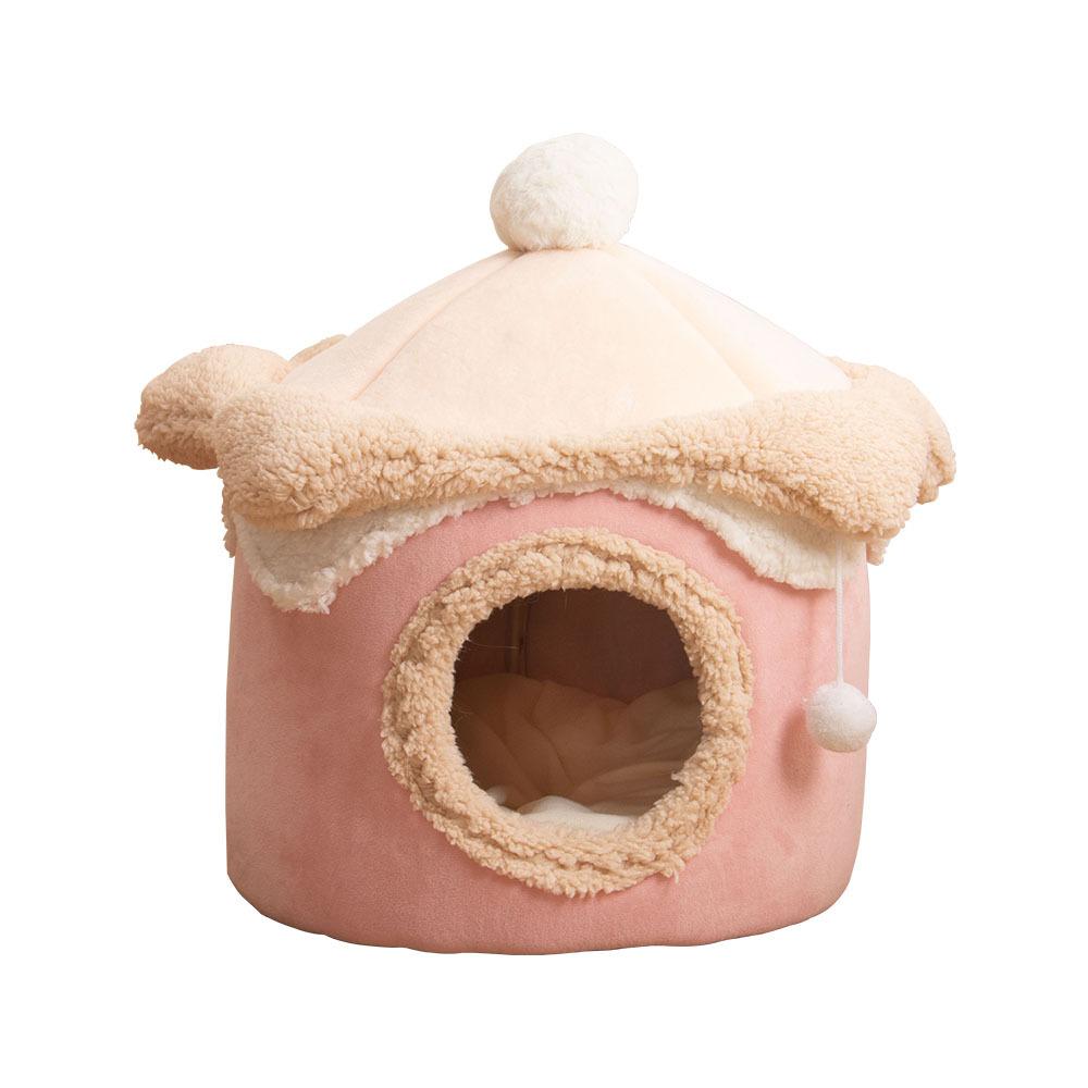 Princess Cat House Ice Cream Shape Puppy Bed Closed Dog Nesting for Small Dog Warm Comfortable