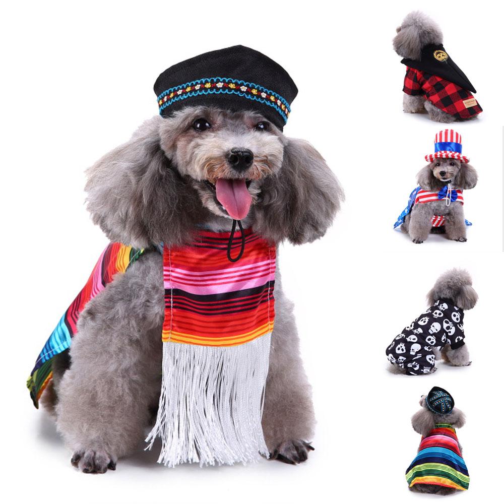 Funny Dog Cat Skeleton Wizard American Flag Costume Cosplay Dress Pets