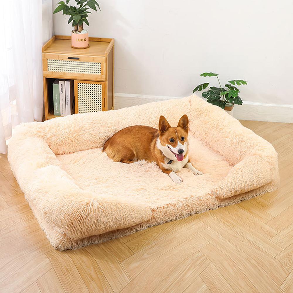 Plush memory foam large and small dog kennel bed for comfortable sleeping