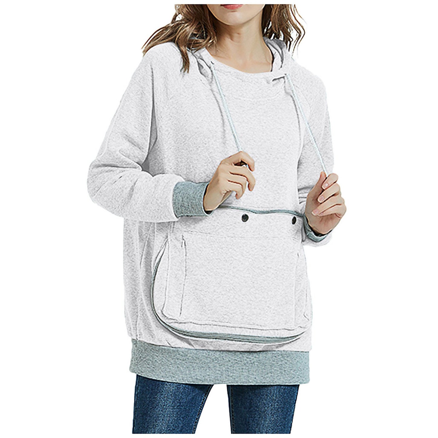 Unisex Long Sleeve Kangaroo Pet Pouch Carrier Hoodie Cat Small Dog Holder Sweatshirt