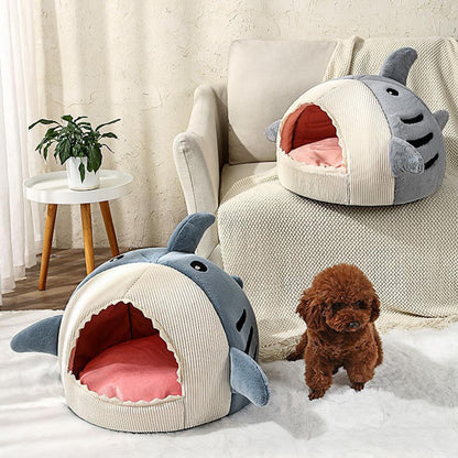 Cozy nook cave beds for dogs cat Nesting Shark Style Self Heating Warm Semi Enclosed