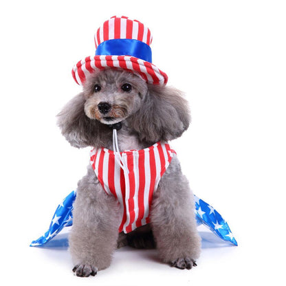 Funny Dog Cat Skeleton Wizard American Flag Costume Cosplay Dress Pets