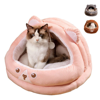 Cozy Nook Cave Beds for Dog Cat Self-Heating Semi-Closed Tent Foldable