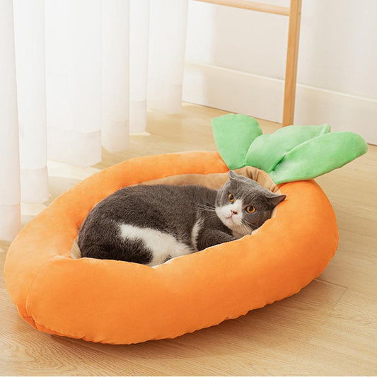 Creative Carrot Shape Cat Nest Pet Bed Soft Cozy Bed for Dogs Cats Puppy Kitten