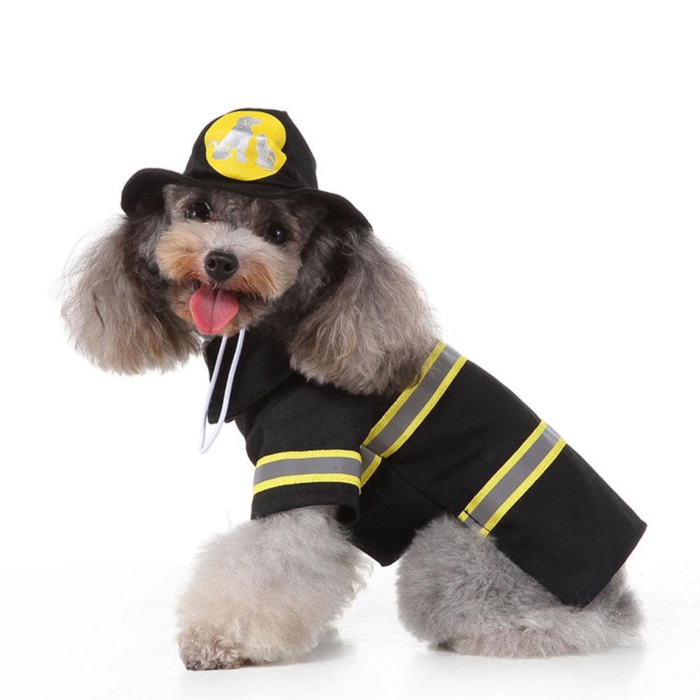 Funny Dog Cat Fireman engineer Costume Halloween Cosplay Dress Pets