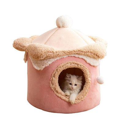 Princess Cat House Ice Cream Shape Puppy Bed Closed Dog Nesting for Small Dog Warm Comfortable