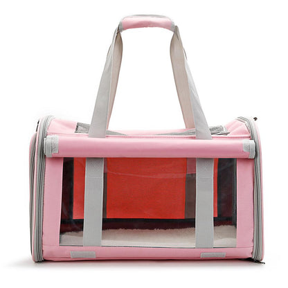 Pet carrier Puppy dog cat handbag breathable folding transparent crate travel bag