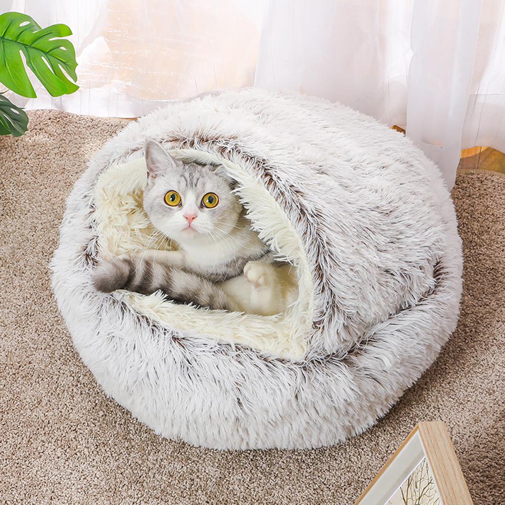 Cozy nook Cave Beds for Dogs cat Nesting bed Heating warm Winter