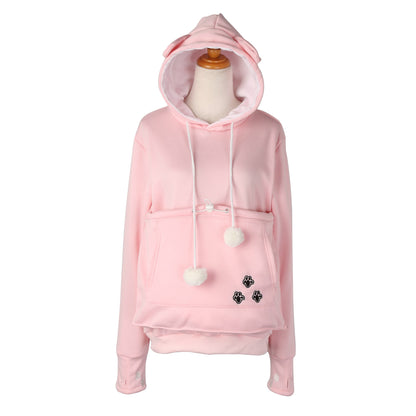 Pet Carrier Hoodie Unisex Plus Velvet Kangaroo Cat Small Dog Holder Sweatshirt