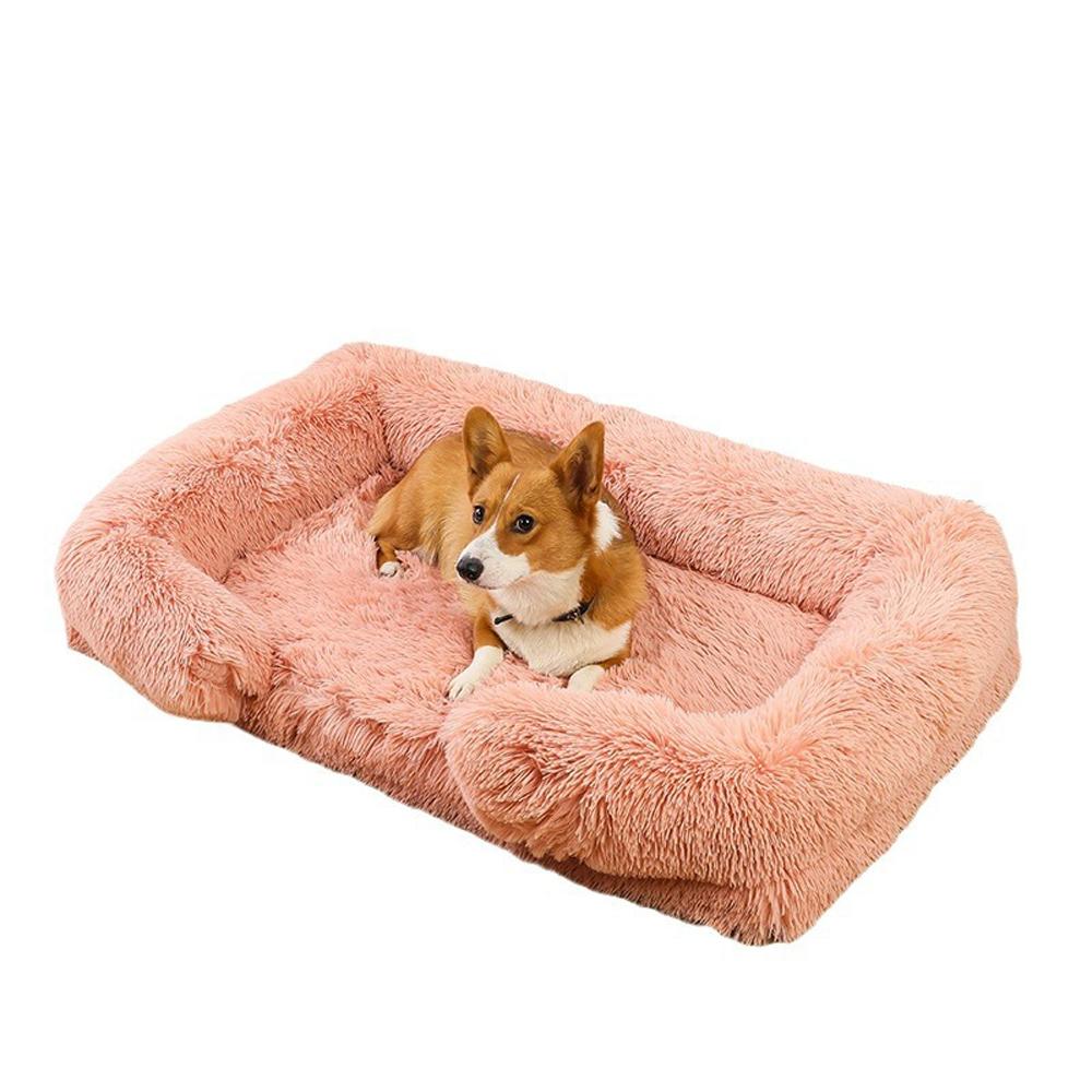 Plush memory foam large and small dog kennel bed for comfortable sleeping