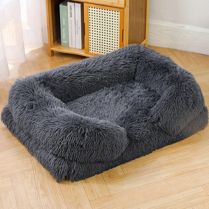 Plush memory foam large and small dog kennel bed for comfortable sleeping