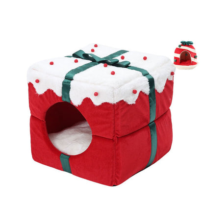 Pet Christmas Gift Cottage Cave Beds For Dogs Cat Removable and washable