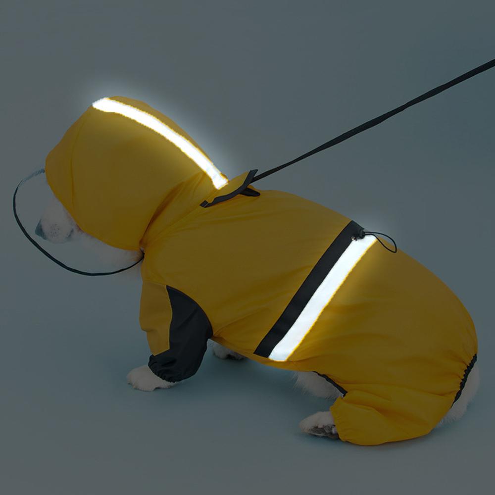 Pet raincoat Full Coverage Stylish Pet Essential Reflective Color Four-Legged Raincoat