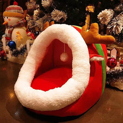 Pet Christmas Cottage Cave Beds For Dogs Cat Puppy