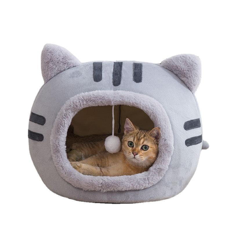 Cozy Nook Cave Bed For Dog Cat With Self Heating Warm Semi-Enclosed