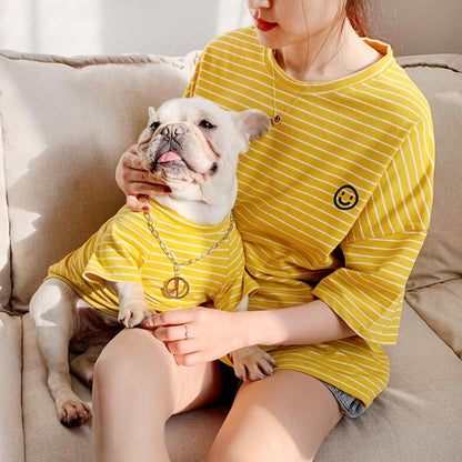 Matching Dog and Owner Clothes Striped T-Shirt Summer