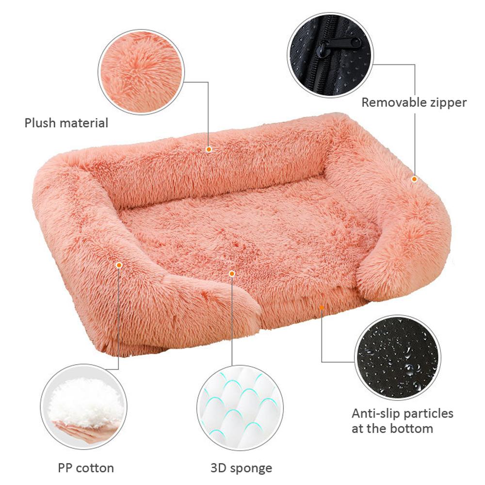 Plush memory foam large and small dog kennel bed for comfortable sleeping