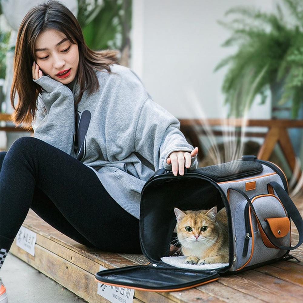 Pet Dog Cat Bag Backpack Airline Approved Carrier Breathable Foldable Portable Mat