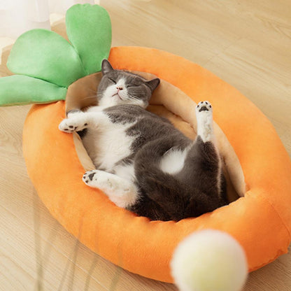 Creative Carrot Shape Cat Nest Pet Bed Soft Cozy Bed for Dogs Cats Puppy Kitten