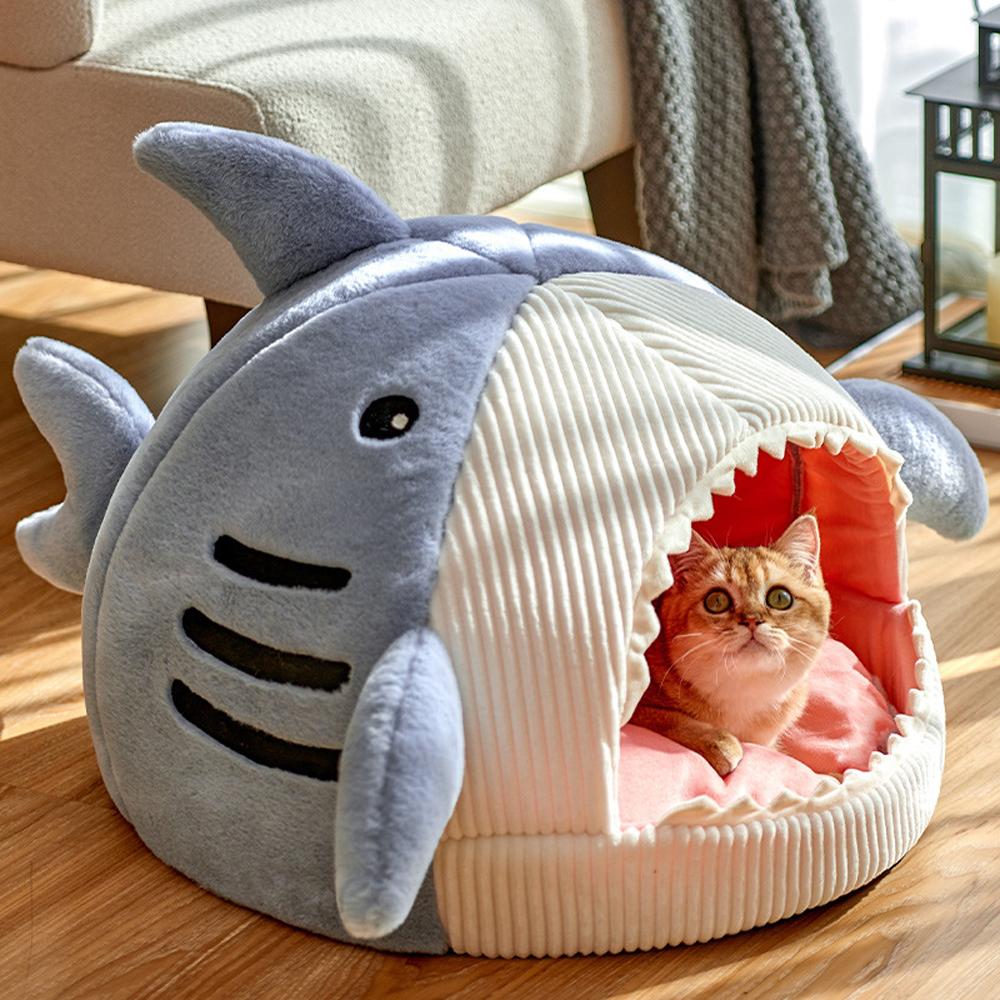 Cozy nook cave beds for dogs cat Nesting Shark Style Self Heating Warm Semi Enclosed