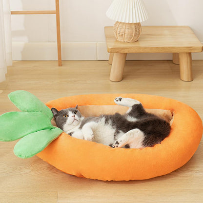 Creative Carrot Shape Cat Nest Pet Bed Soft Cozy Bed for Dogs Cats Puppy Kitten