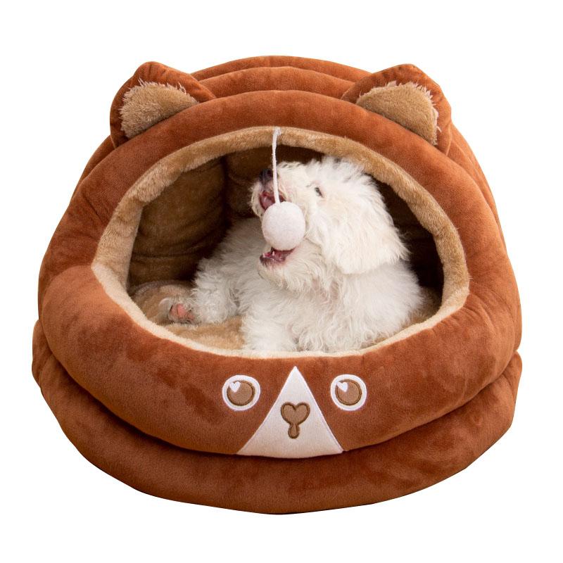 Cozy Nook Cave Beds for Dog Cat Self-Heating Semi-Closed Tent Foldable