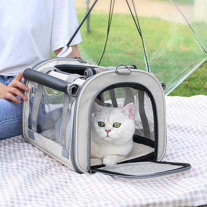 Pet carrier Puppy dog cat handbag breathable folding transparent crate travel bag